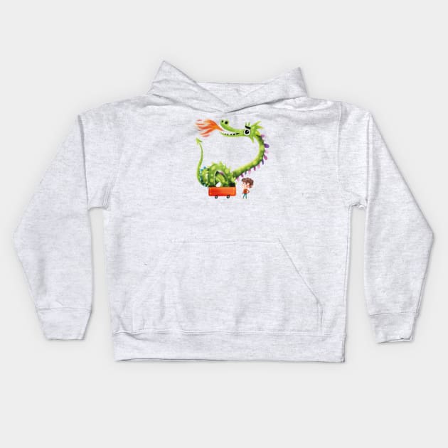 Dragon wagon Kids Hoodie by Geeksarecool